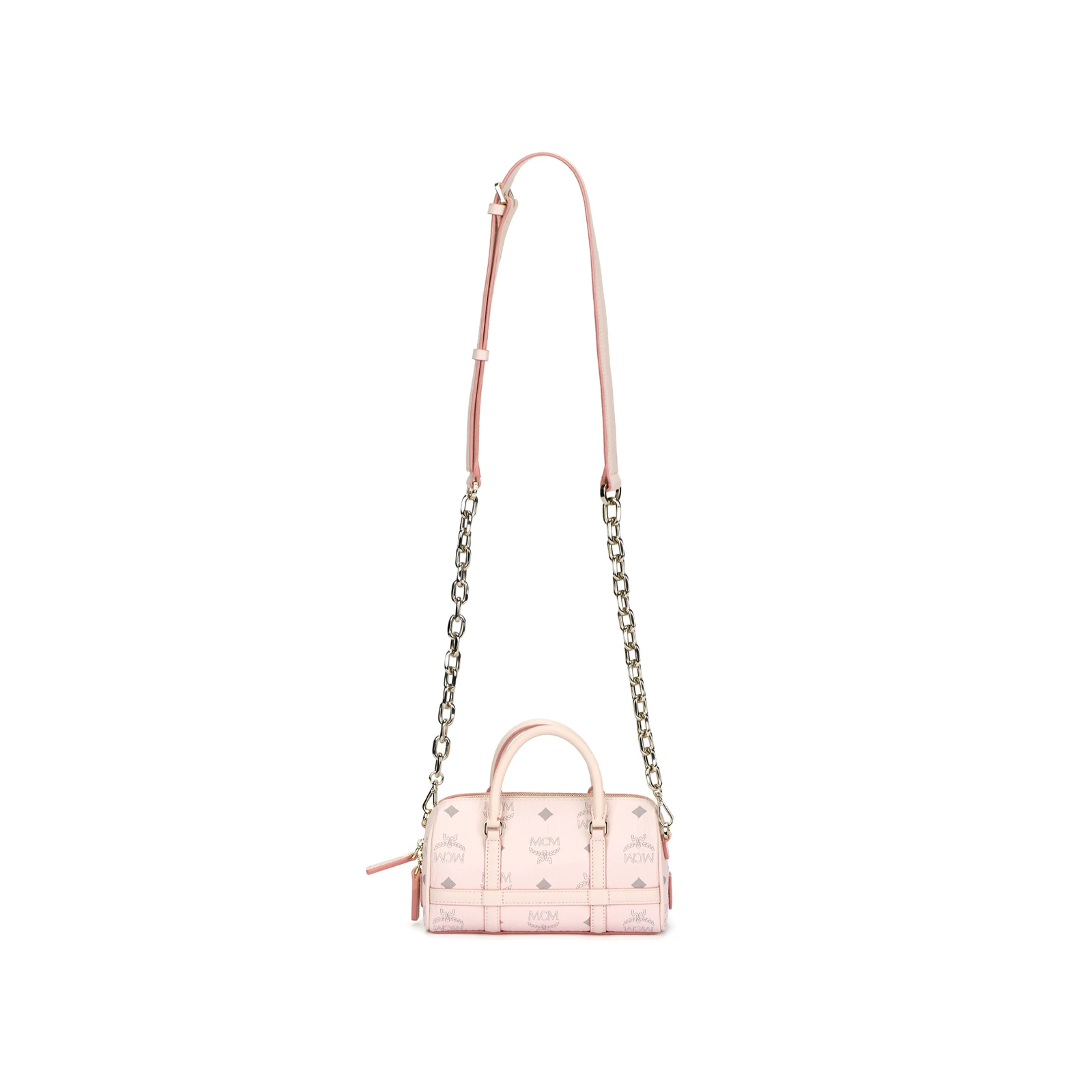 MCM Leather Boston Bag, Shoulder Bag, Crossbody Bag, Handbag Mini Women's Pink