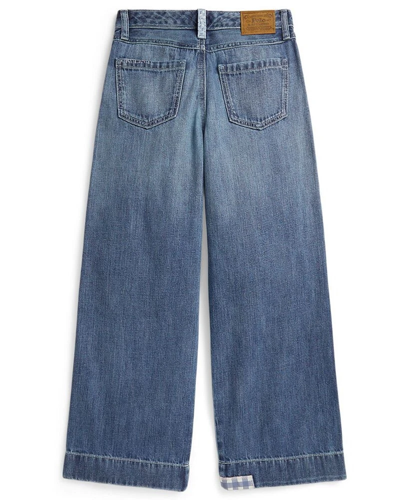 Polo Ralph Lauren girls' 7-16 Distressed Wide-Leg Denim Jeans