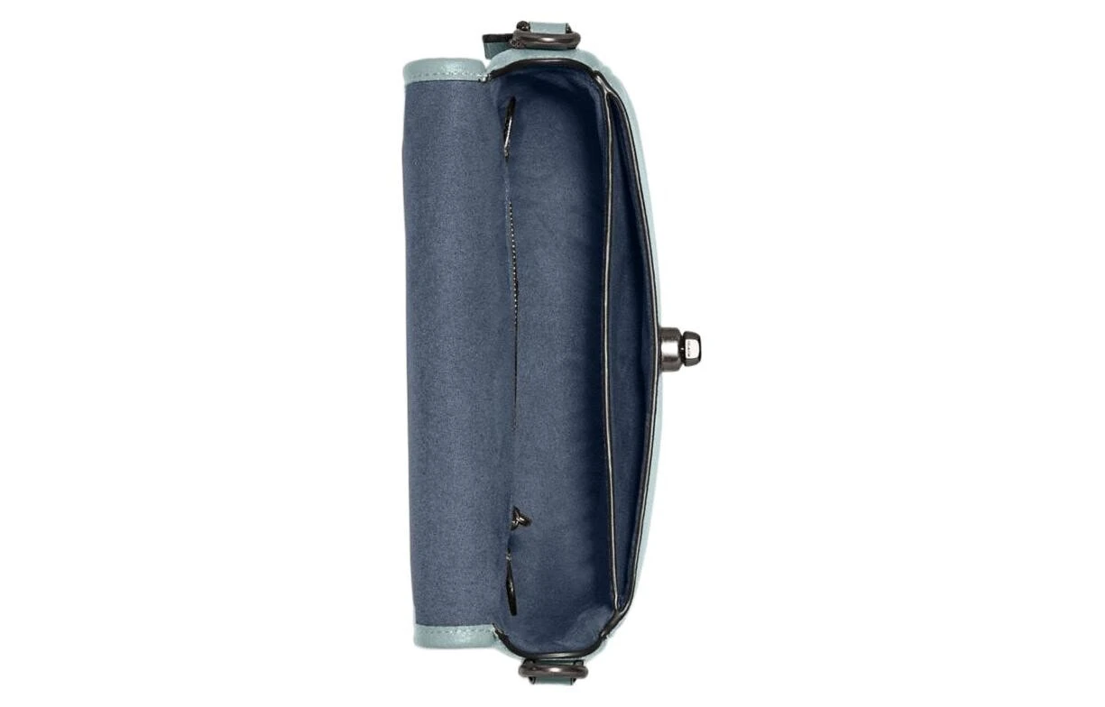 COACH Willow Pebbled Leather Saddle Bag, Shoulder Bag, Crossbody Bag Small Size Women's Lake Aqua Green