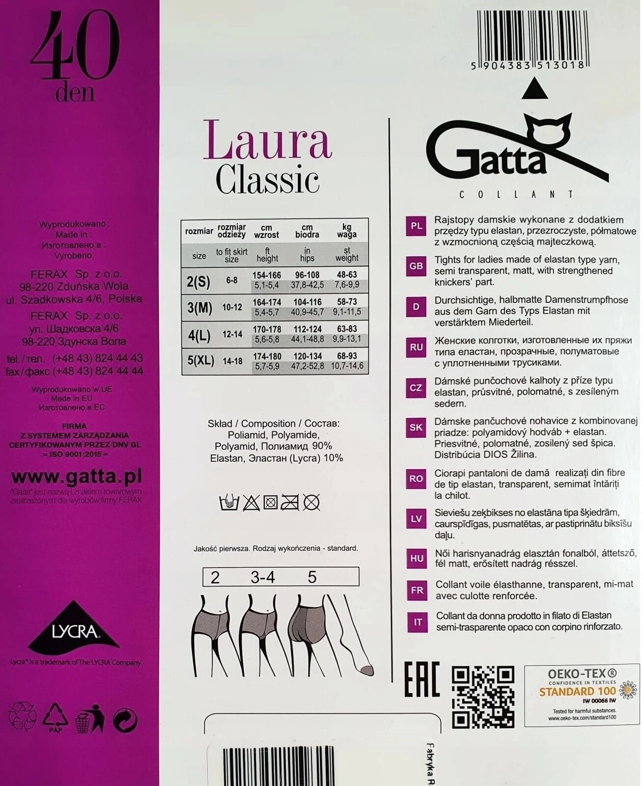Strumpfhosen "Laura" 40 Den, nero - Gatta