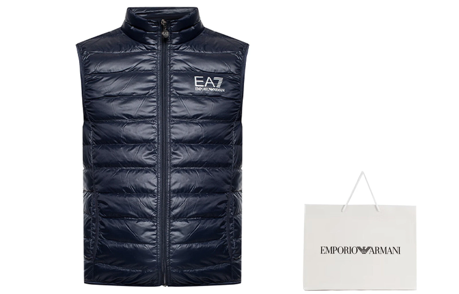 Ea7 EMPORIO ARMANI Logo Printed Zipped Gilet
