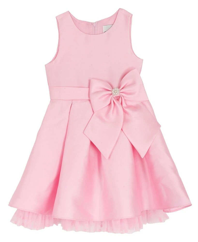Rare Editions girls' 2T-6X Mikado Bow Waist Round Neck Dress