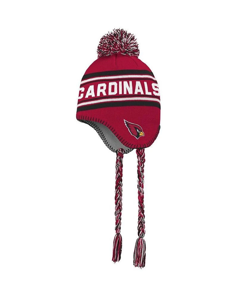 Outerstuff big Boys Cardinal, Black Arizona Cardinals Jacquard Tassel Knit Hat with Pom