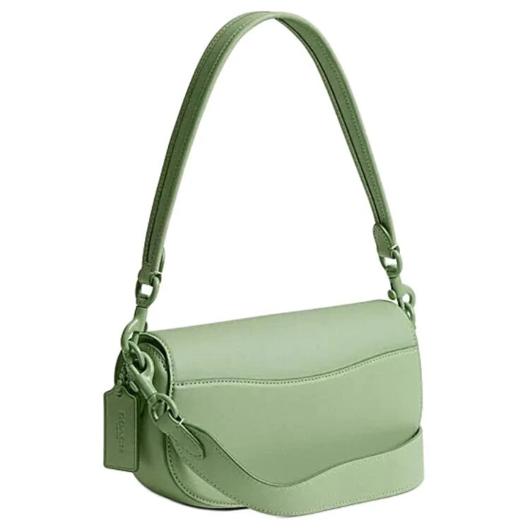 COACH Cow Leather Saddle Bag Handbag Shoulder Bag Crossbody Bag Medium Size Women's Light Pistachio Color