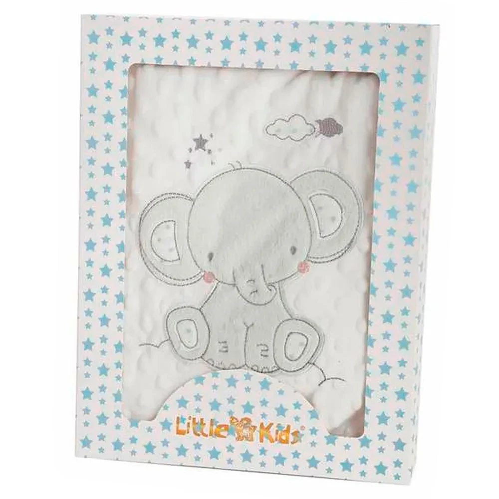 Baby blanket Elephant Green Embroidery Double-sided 100 x 75 cm