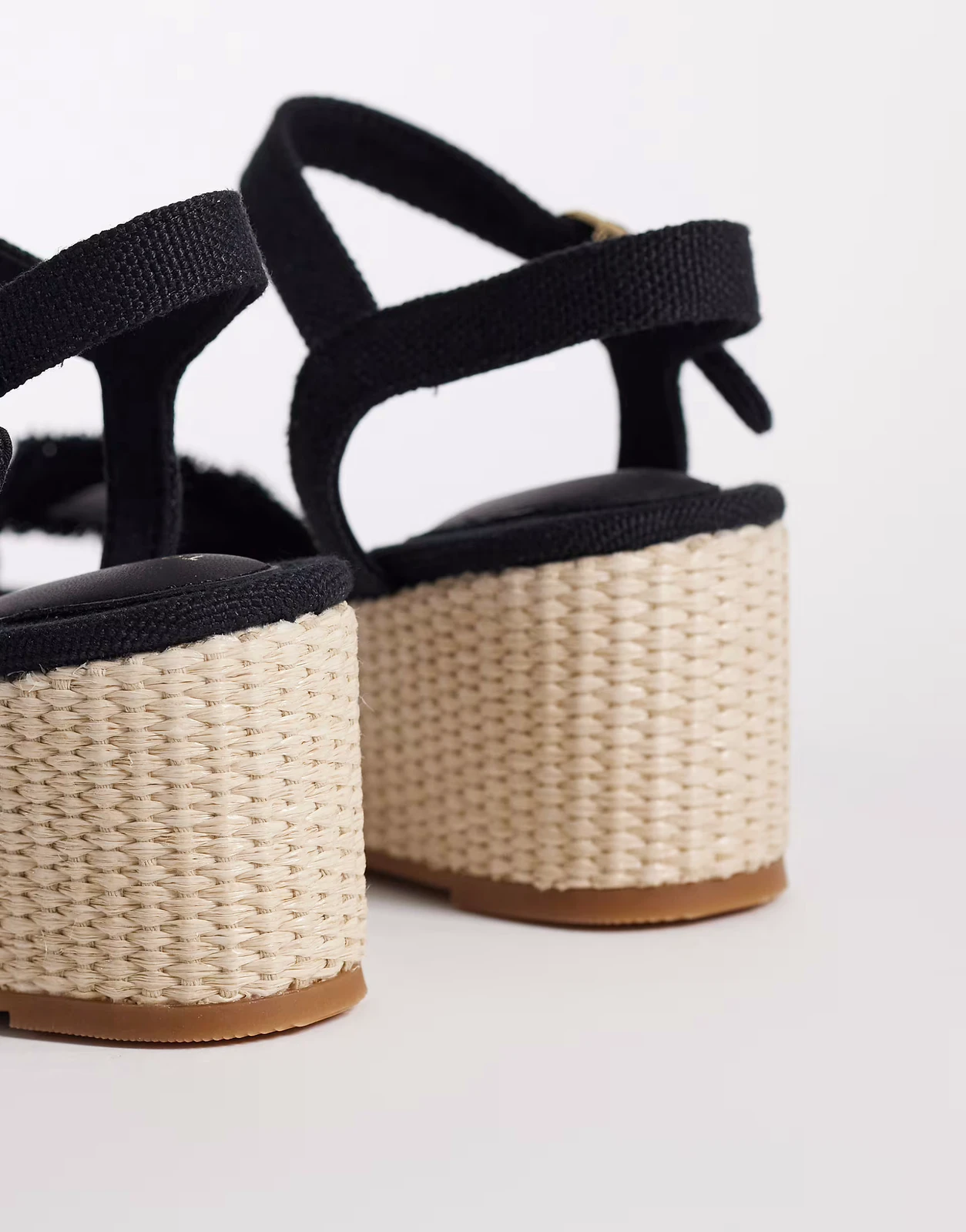 Tommy Hilfiger mid wedge heel espadrille sandals in black & beige