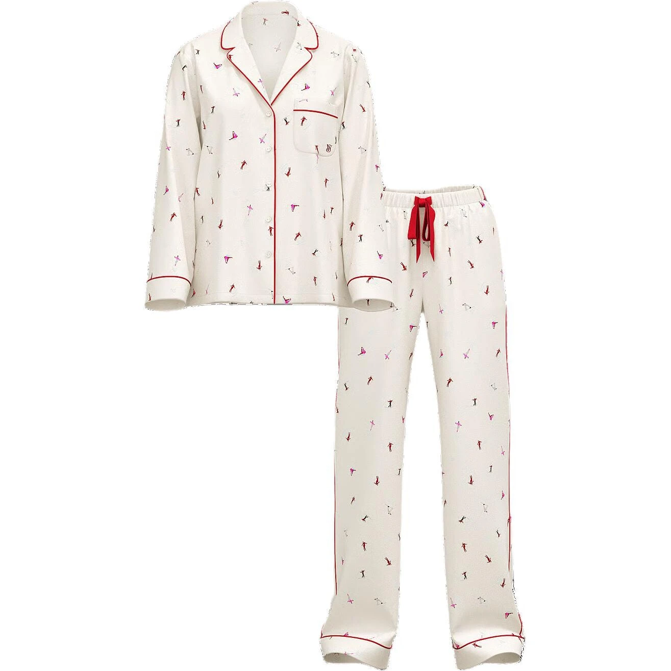 Victoria's Secret Flannel Long Pajama Set / COCONUT WHITE SKIERS Pajama Set Women's Ivory White