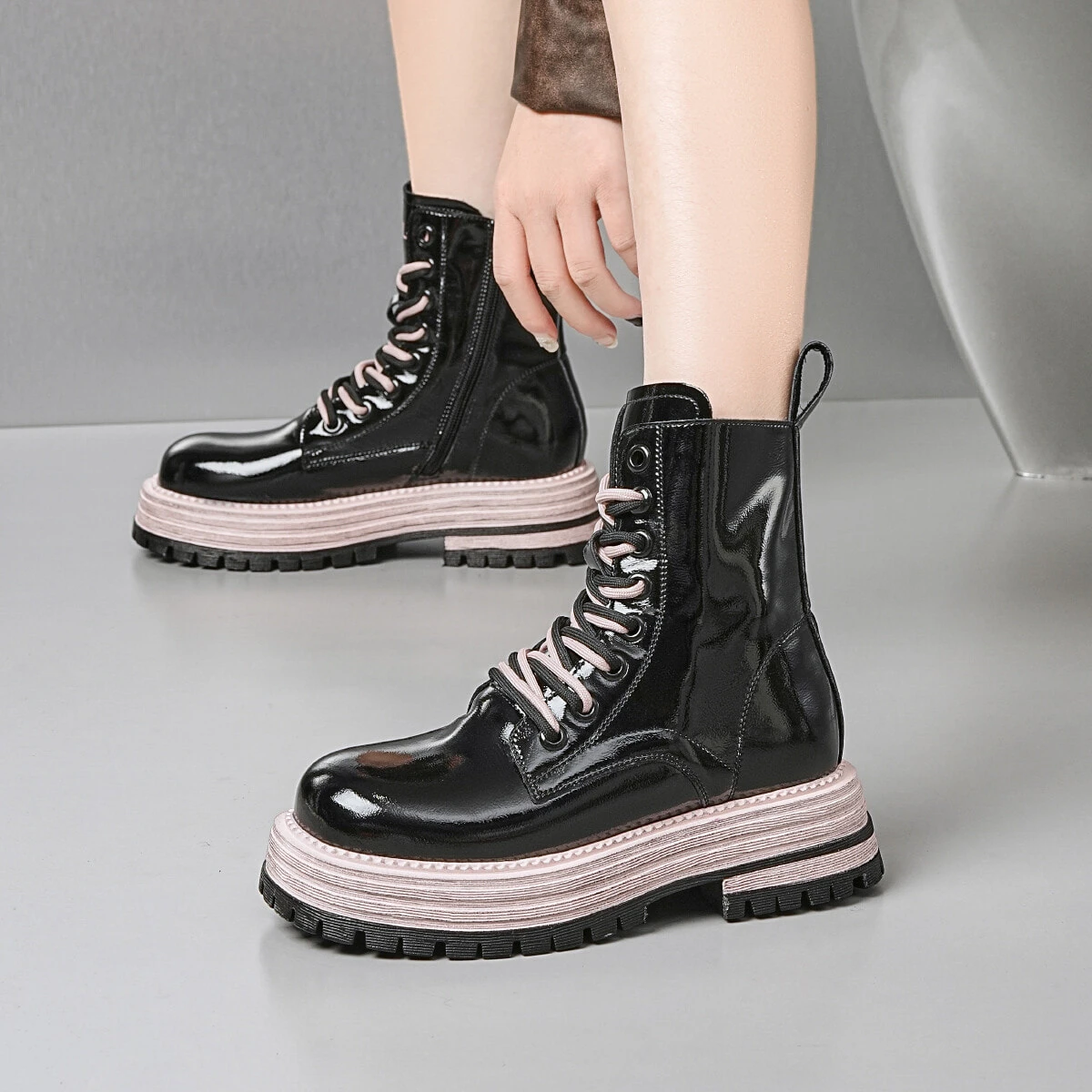 EBLAN Knee-High Martin Boot Women's Black