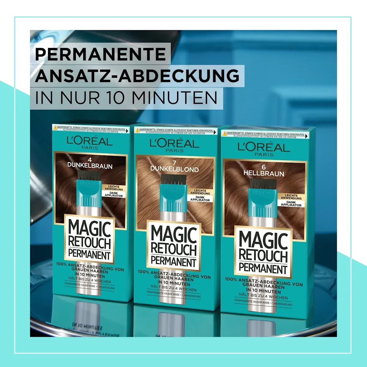 Ansatzset zur Abdeckung von grauem Haar, 4 Dunkelbraun, 1 St