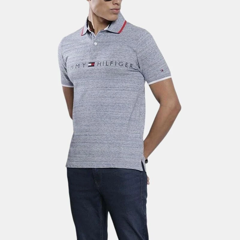 Tommy Hilfiger Polo Shirt Men's Blue Heather Gray