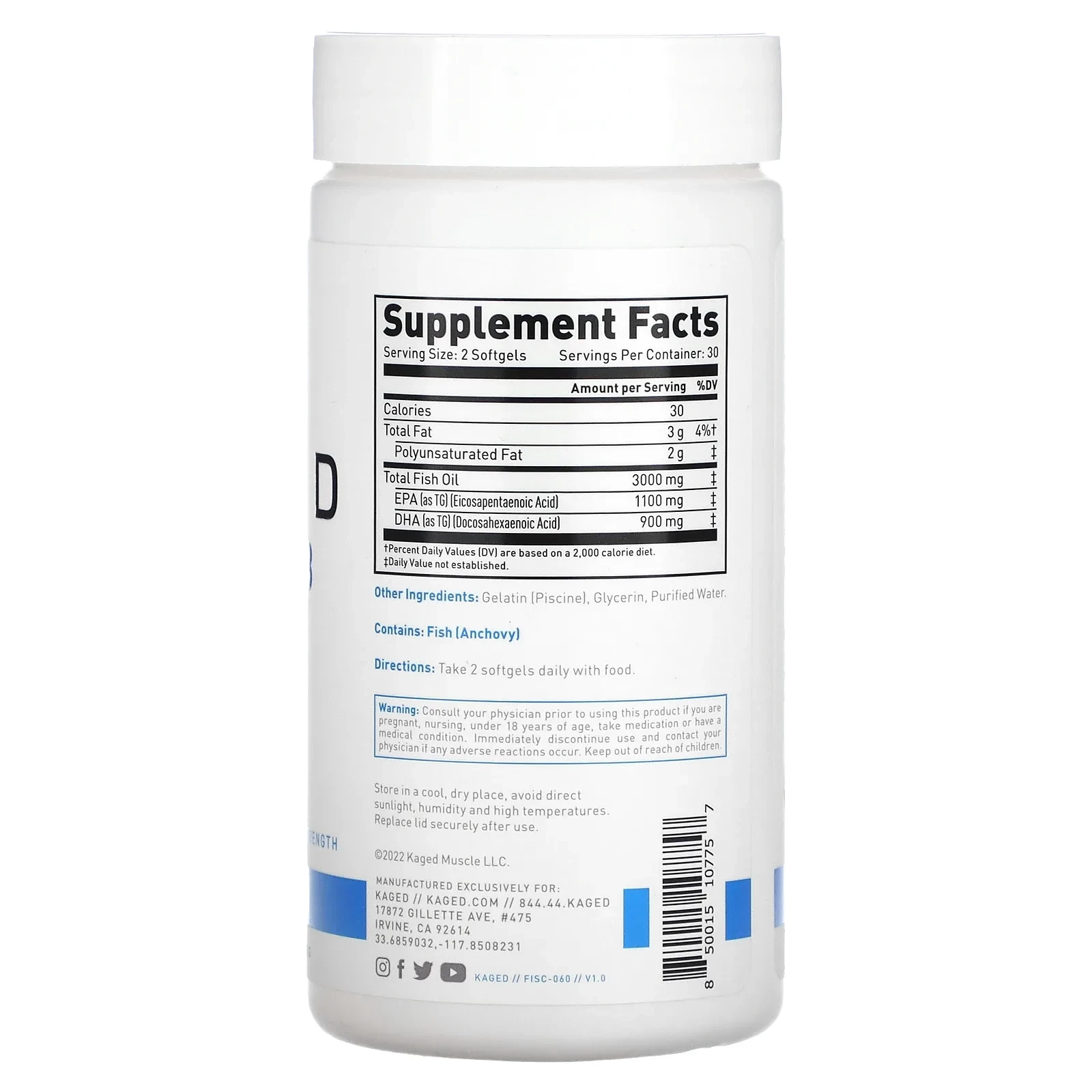 Omega-3, Ultra-Pure Fish Oil, Triple Strength, 60 Softgels