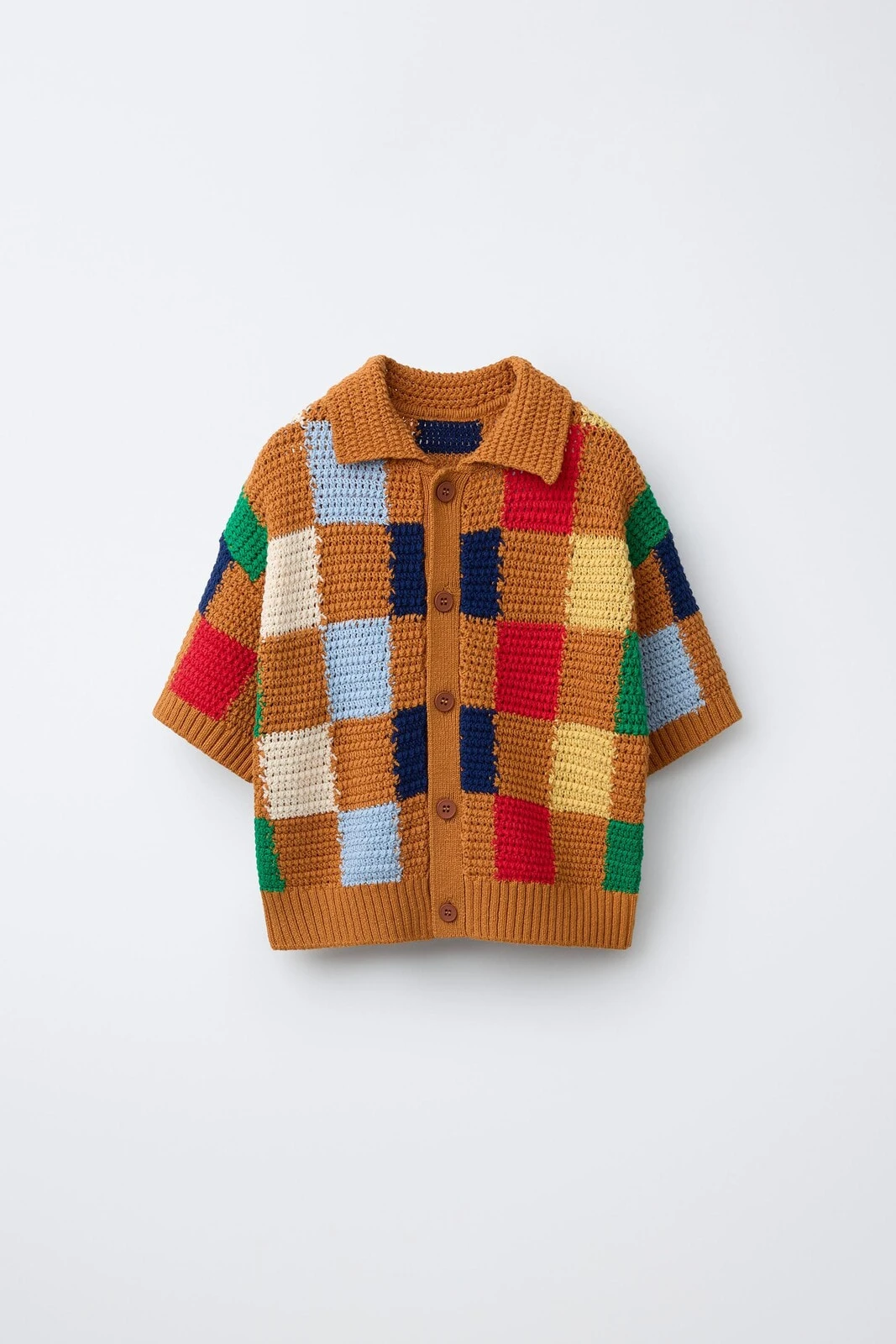Check knit shirt