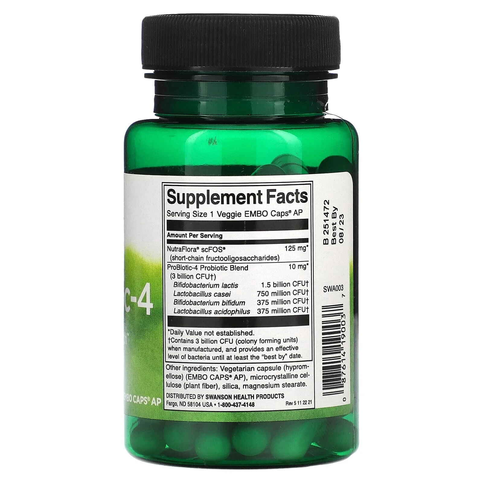 ProBiotic-4, 3 Billion CFU, 60 Veggie Embo Caps AP