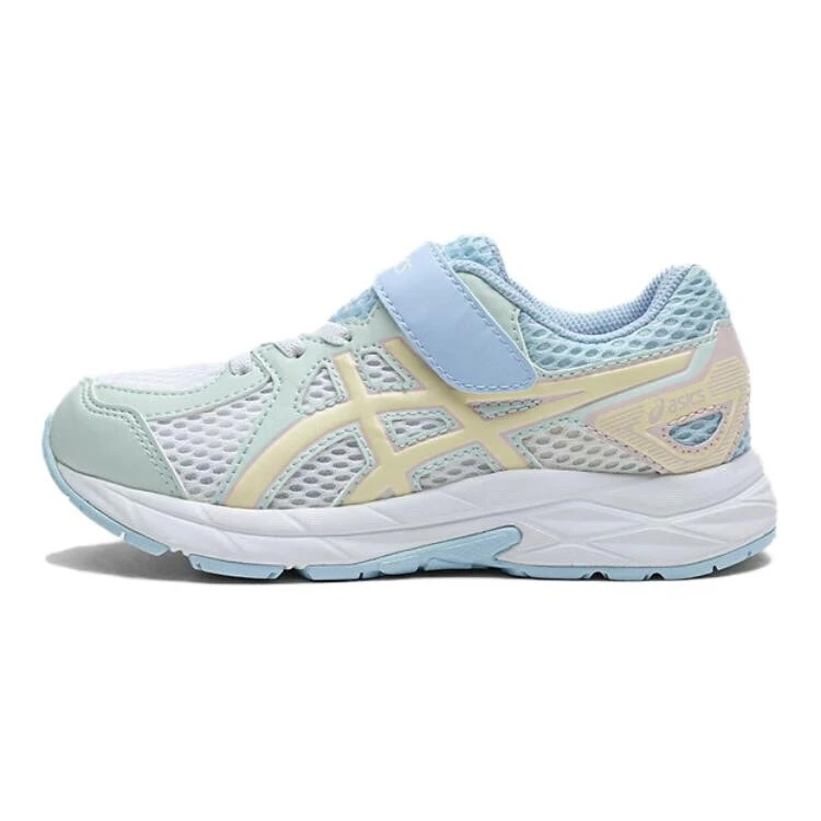 Asics Contend Jog Abrasion Resistant Rebound Breathable Support Low top Kids' Running Shoes White Green Blue Kids