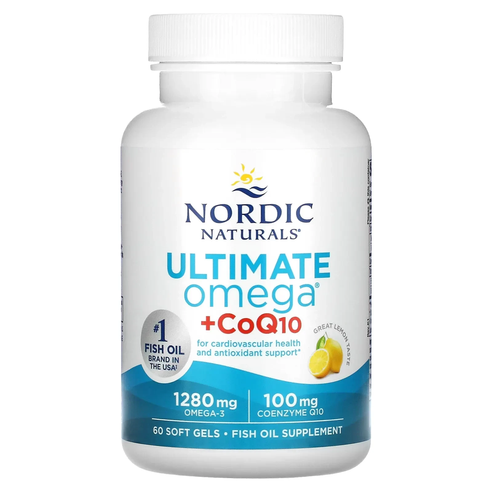 Ultimate Omega + CoQ10, Lemon, 1,280 mg, 120 Soft Gels (640 mg per Soft Gel)