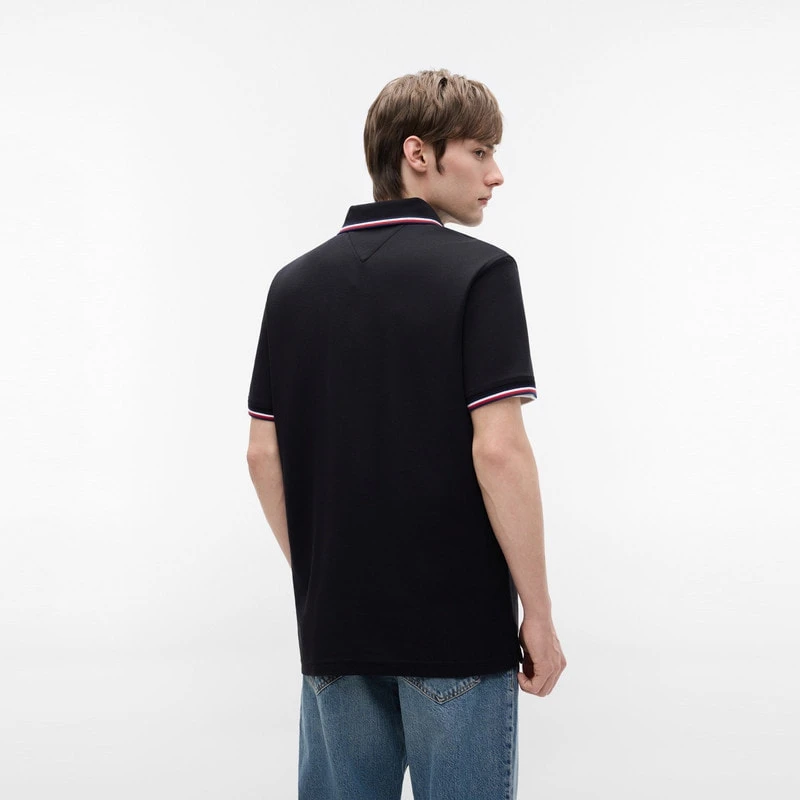 Tommy Hilfiger Polo Shirt Men's Obsidian Black Color