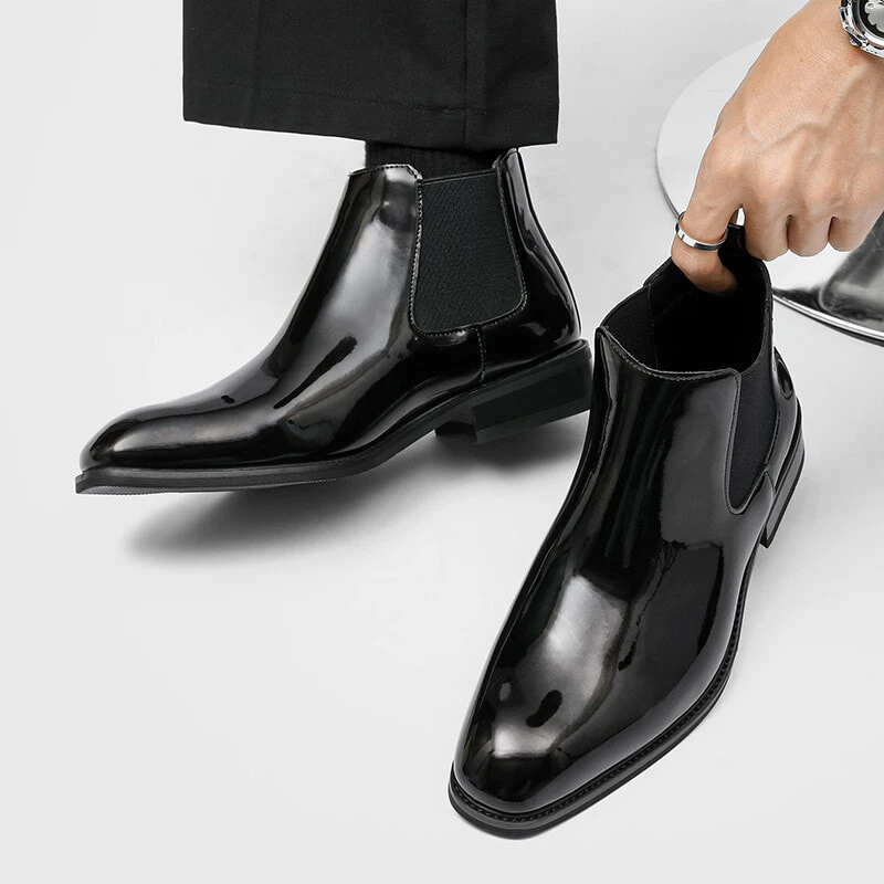 Chi Wolf Short Chelsea Boots Men's Black