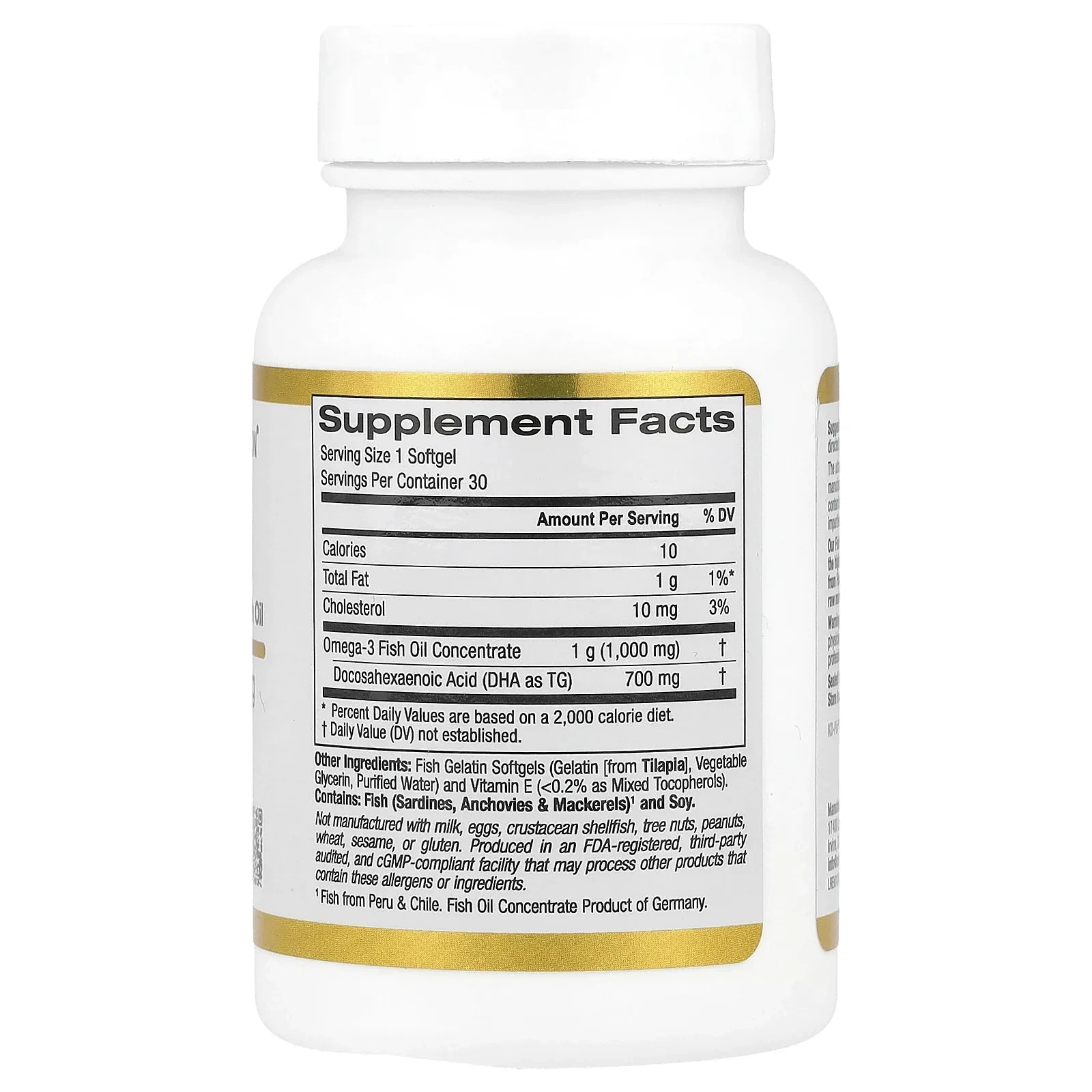 DHA 700 Fish Oil, Ultra-Concentrated, 1,000 mg, 30 Fish Gelatin Softgels