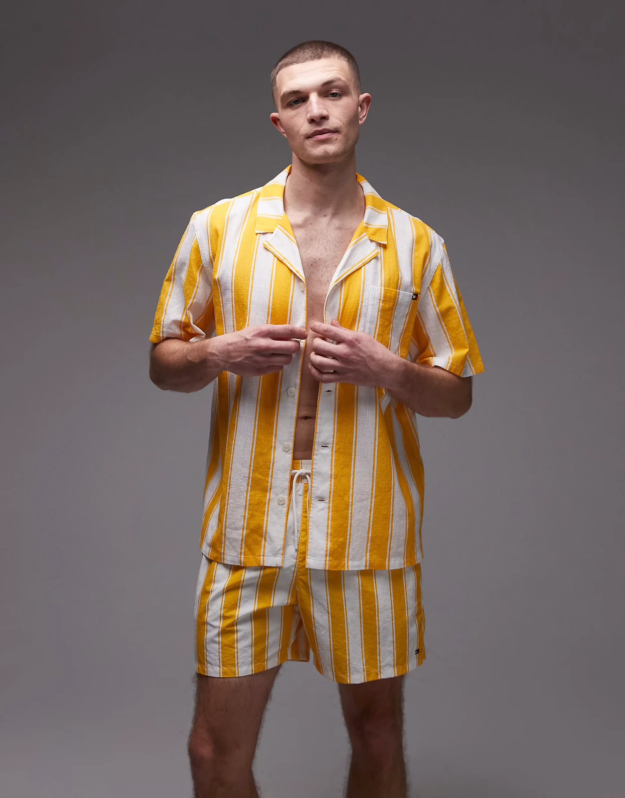 Tommy Hilfiger resort bowling shirt in yellow stripe - part of a set
