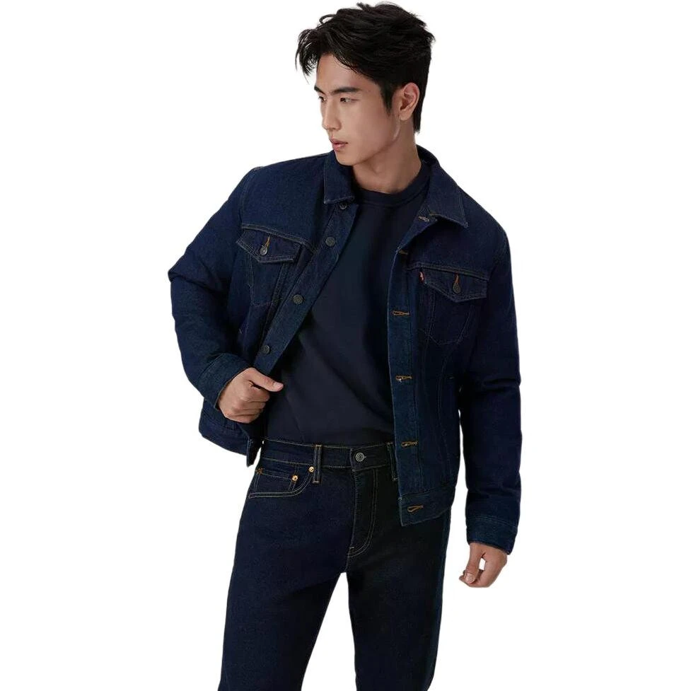 Levis Down Jackets Men's Dark Blue Lapel Thickened Down Shirt Jacket