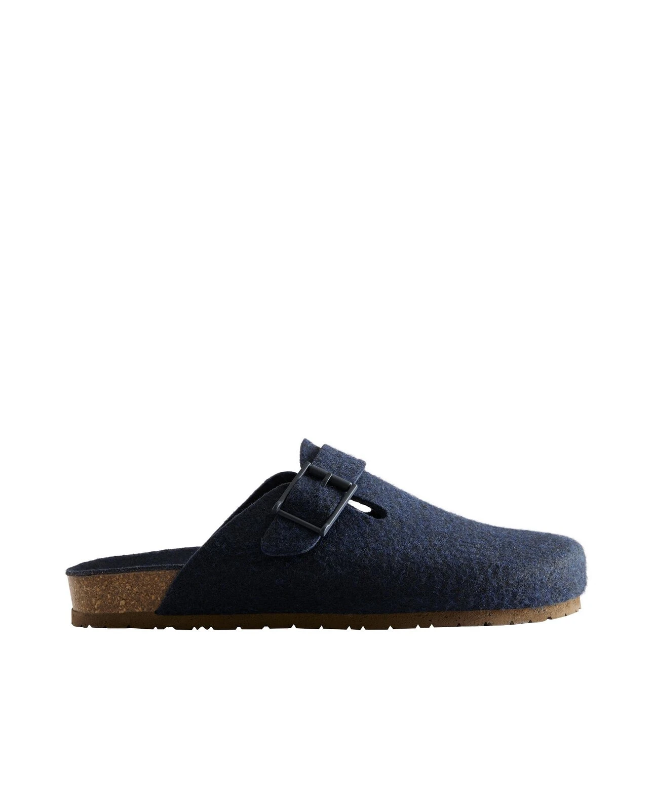 Buckled felt mule clog slippers