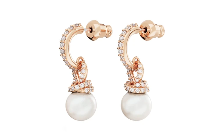 Swarovski Rose Gold Tone Plated Earrings Women's Rose Gold