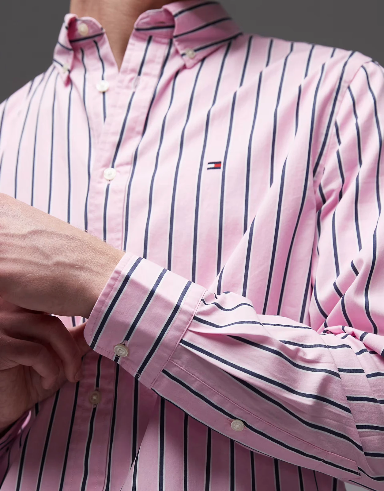 Tommy Hilfiger flex poplin shirt in navy stripes