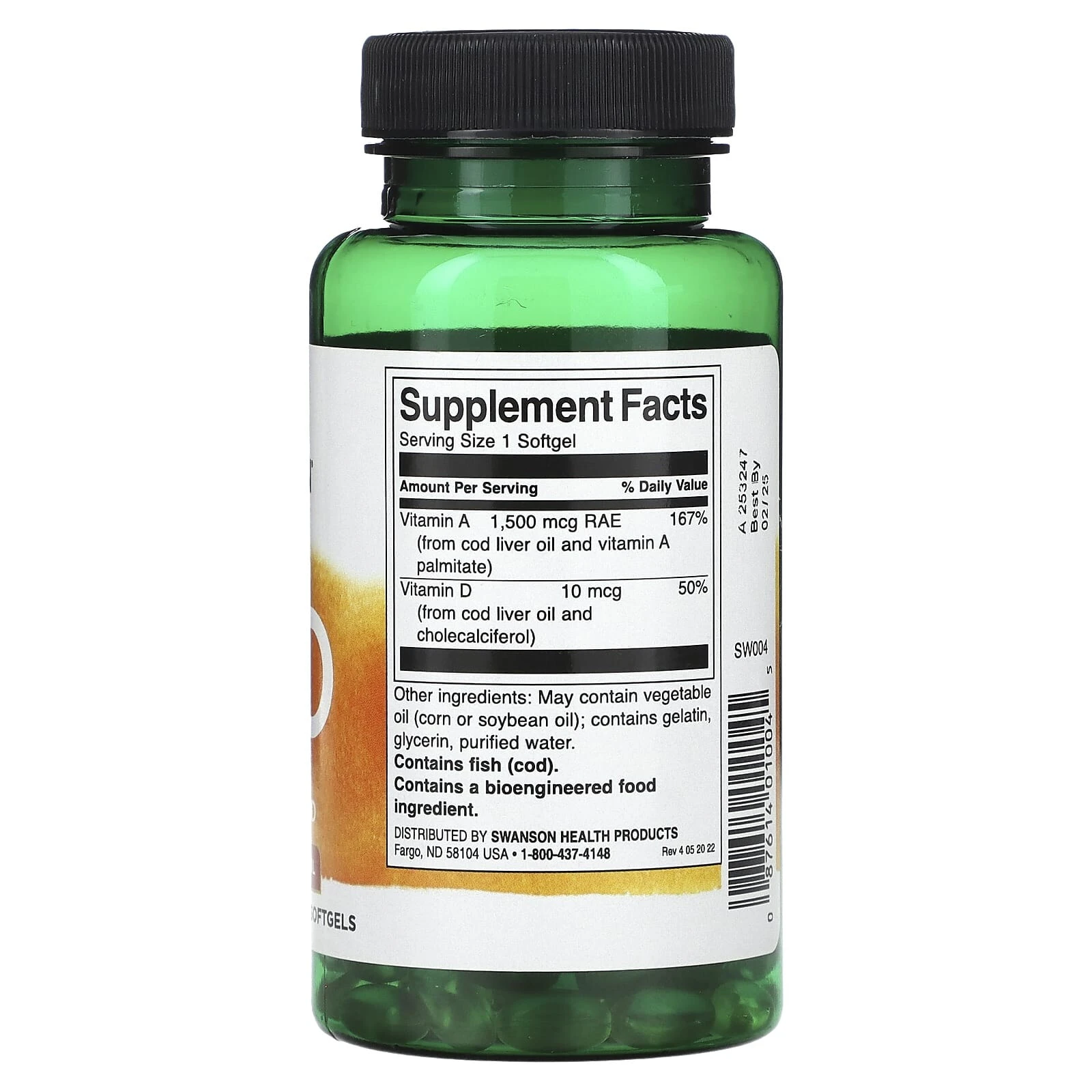 Vitamins A and D, 250 Softgels