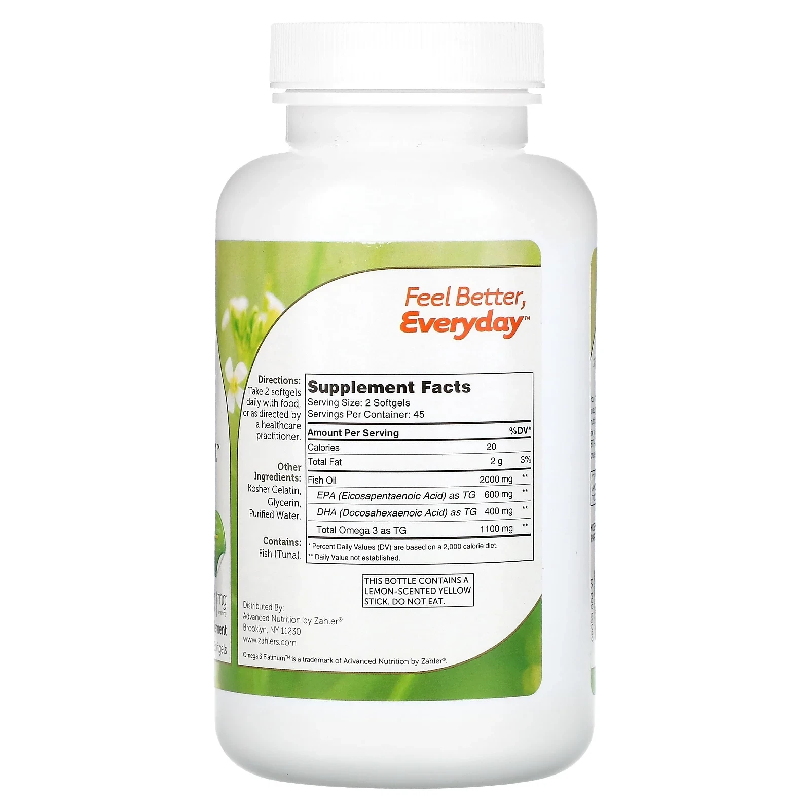 Omega 3 Platinum, Advanced Omega 3 Fish Oil, 2,000 mg, 90 Softgels (1,000 mg per Softgel)