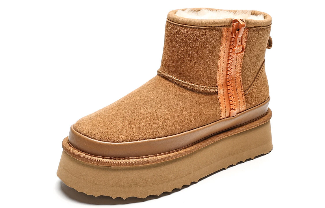 EBLAN Durable Warm Ankle-Length Snow Boots Women's Chestnut