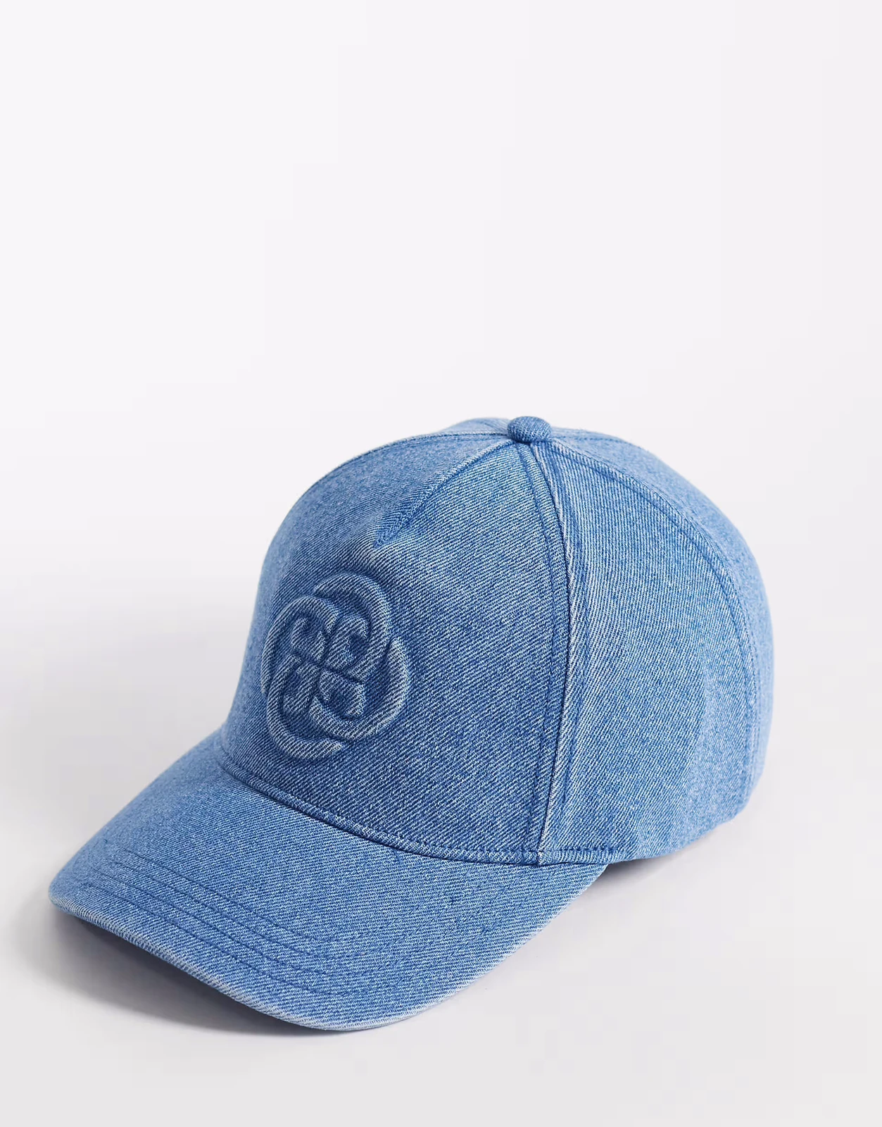 GANT – College-Baseballkappe aus gebürstetem Denim in Blau