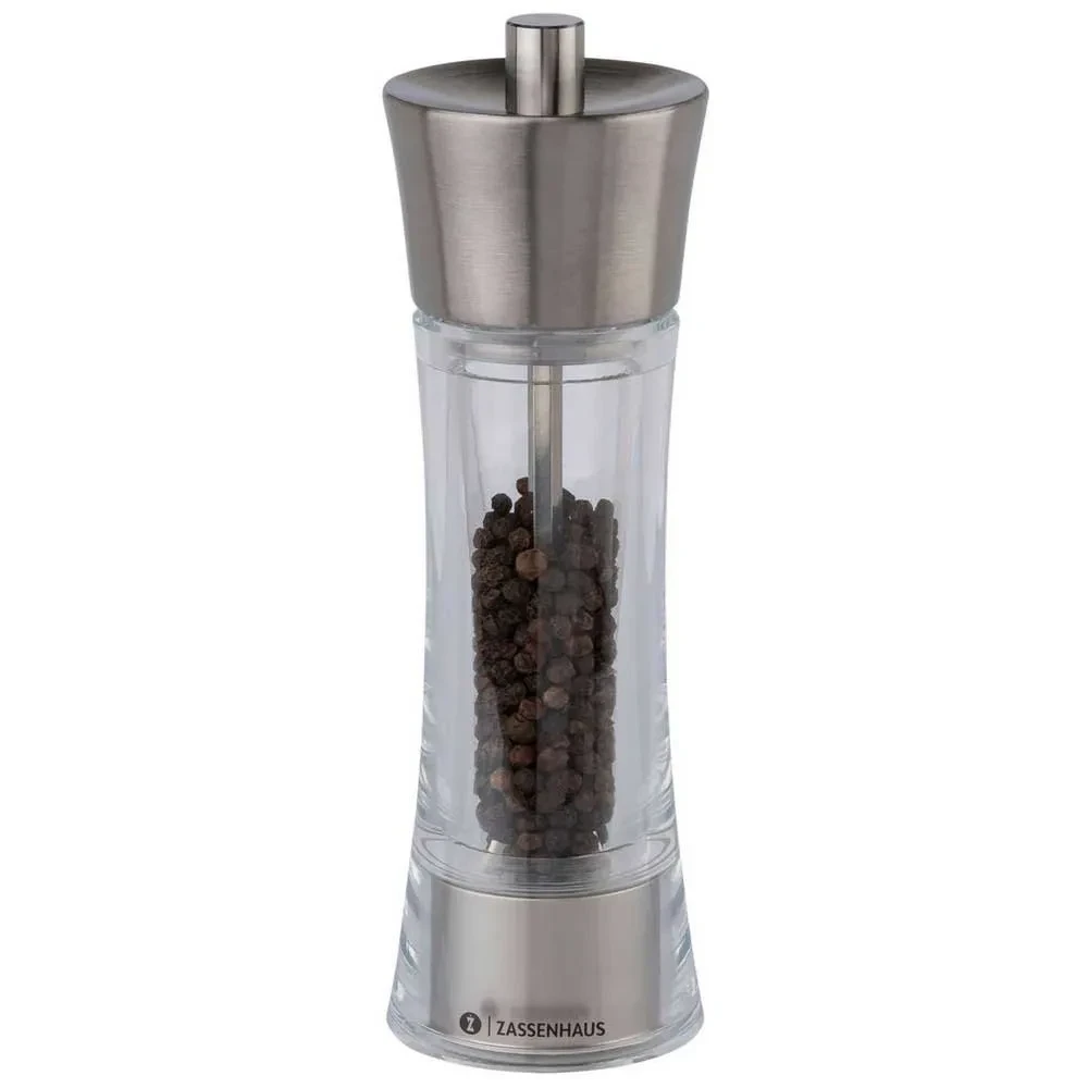 Zassenhaus Aachen - Pepper grinder - Acrylic - Stainless steel - Ceramic - Stainless steel - 58 mm - 180 mm