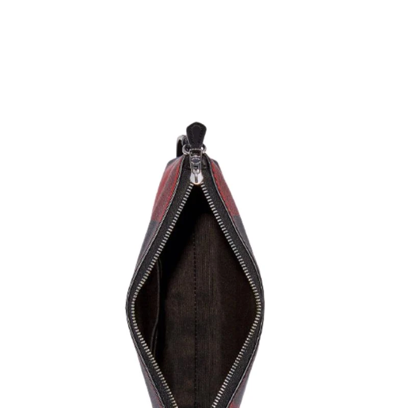 COACH Zip Top Crossbody Canvas Leather Shoulder Bag, Crossbody Bag Small Women's Black Red