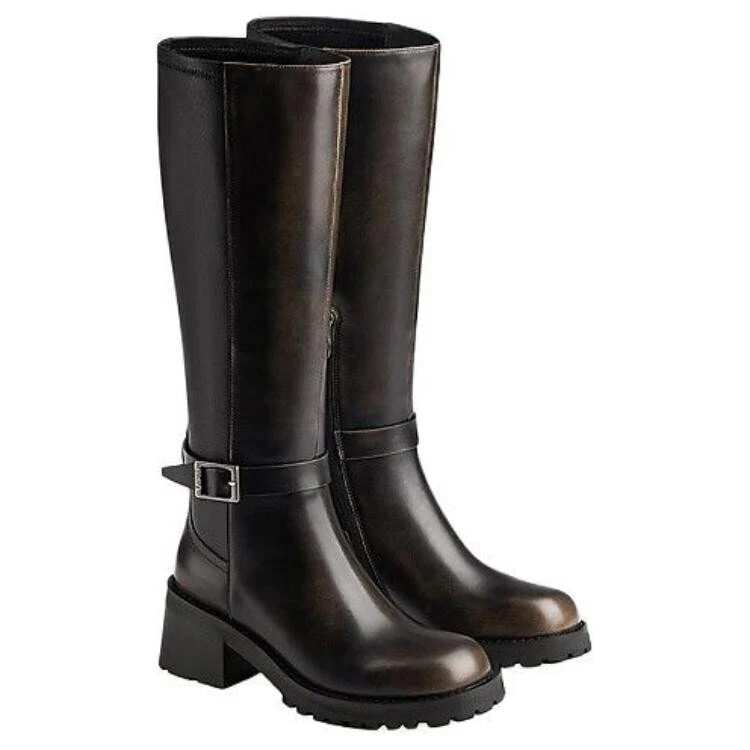 73Hours Ancora Stage Knee high Boots 5cm Women's Brown