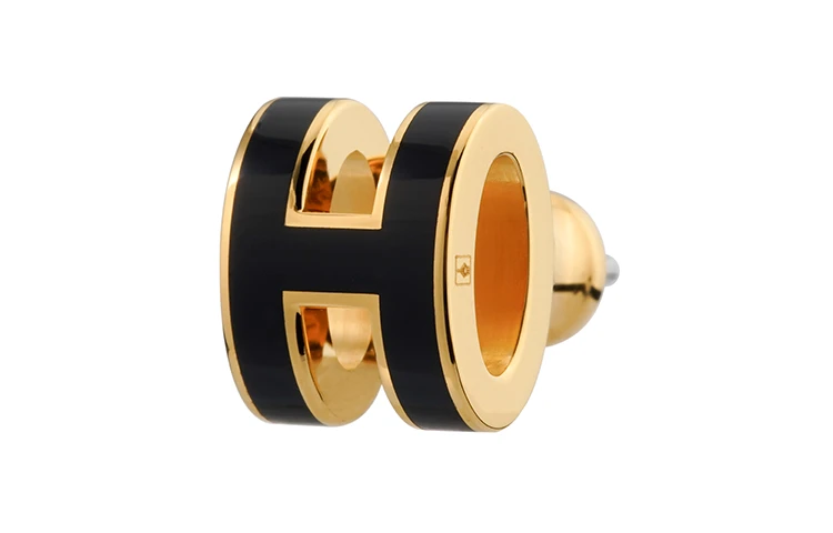 HERMES Gold Plated Stud Earrings Women's