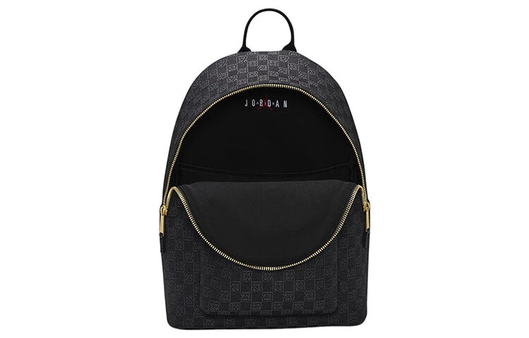 Jordan Gold Logo Monogram Backpack Black