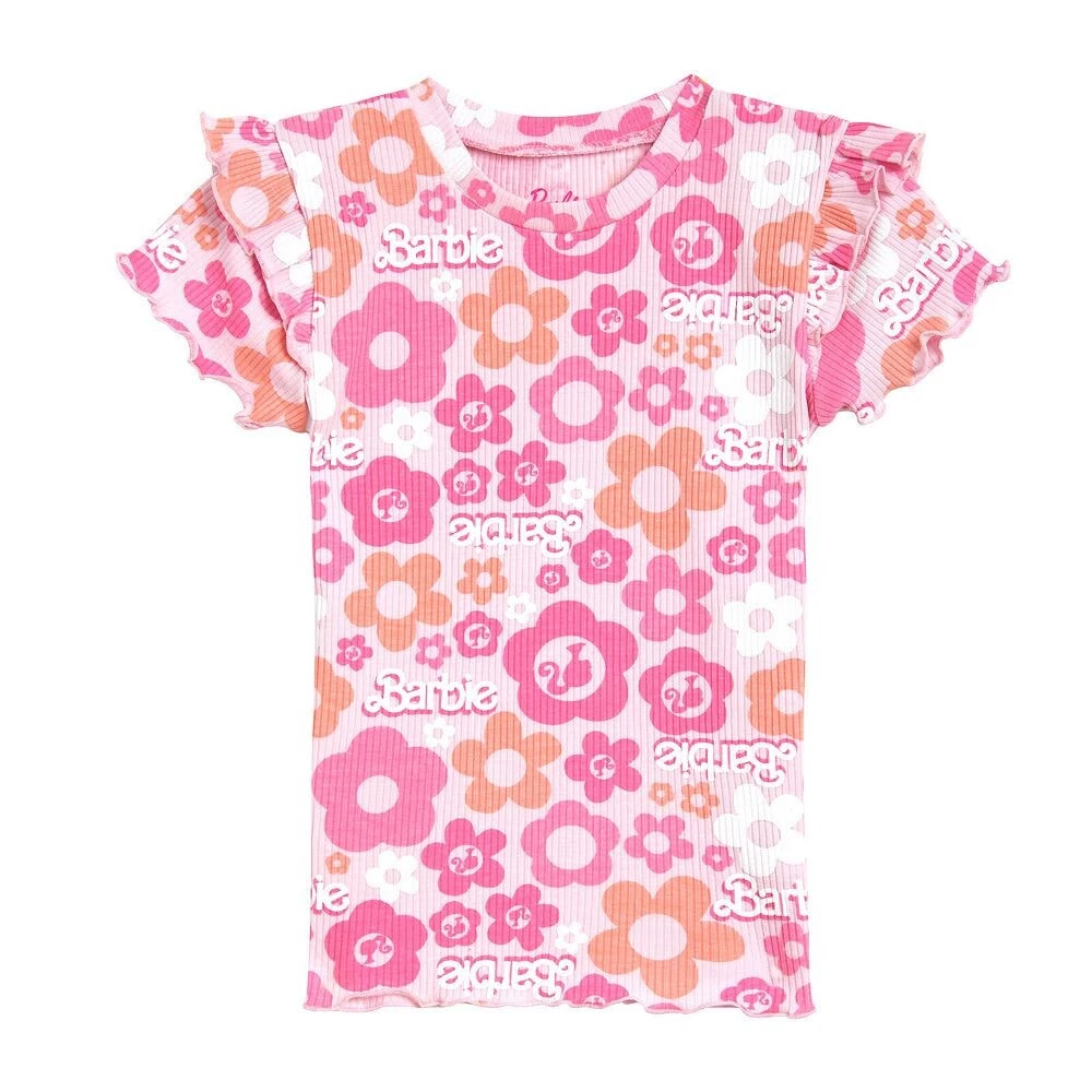 Barbie girls Ribbed T-Shirt and Shorts Outfit Set