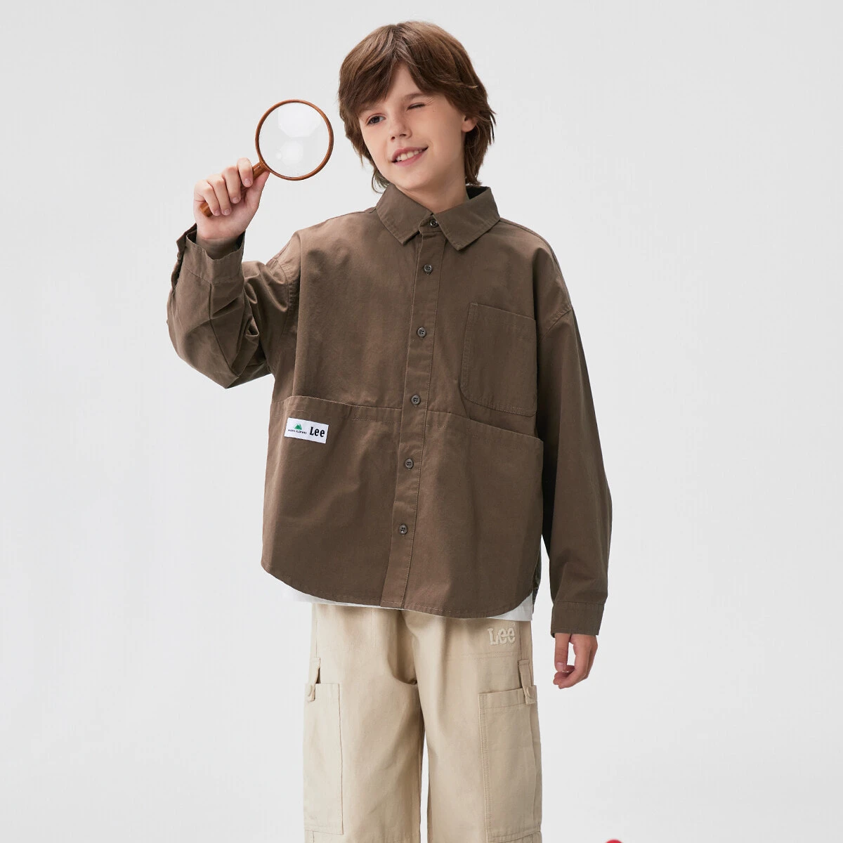 Lee Solid Color Shirt Summer Spring Kids' Coffee