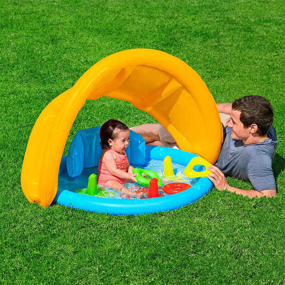 BESTWAY 52568 Lil´SeaShapes Planschbecken mit Schattenspender 112x89x76 cm
