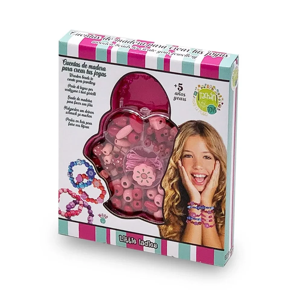 TACHAN Set aus rosa Holzperlen zum Herstellen von Armbändern