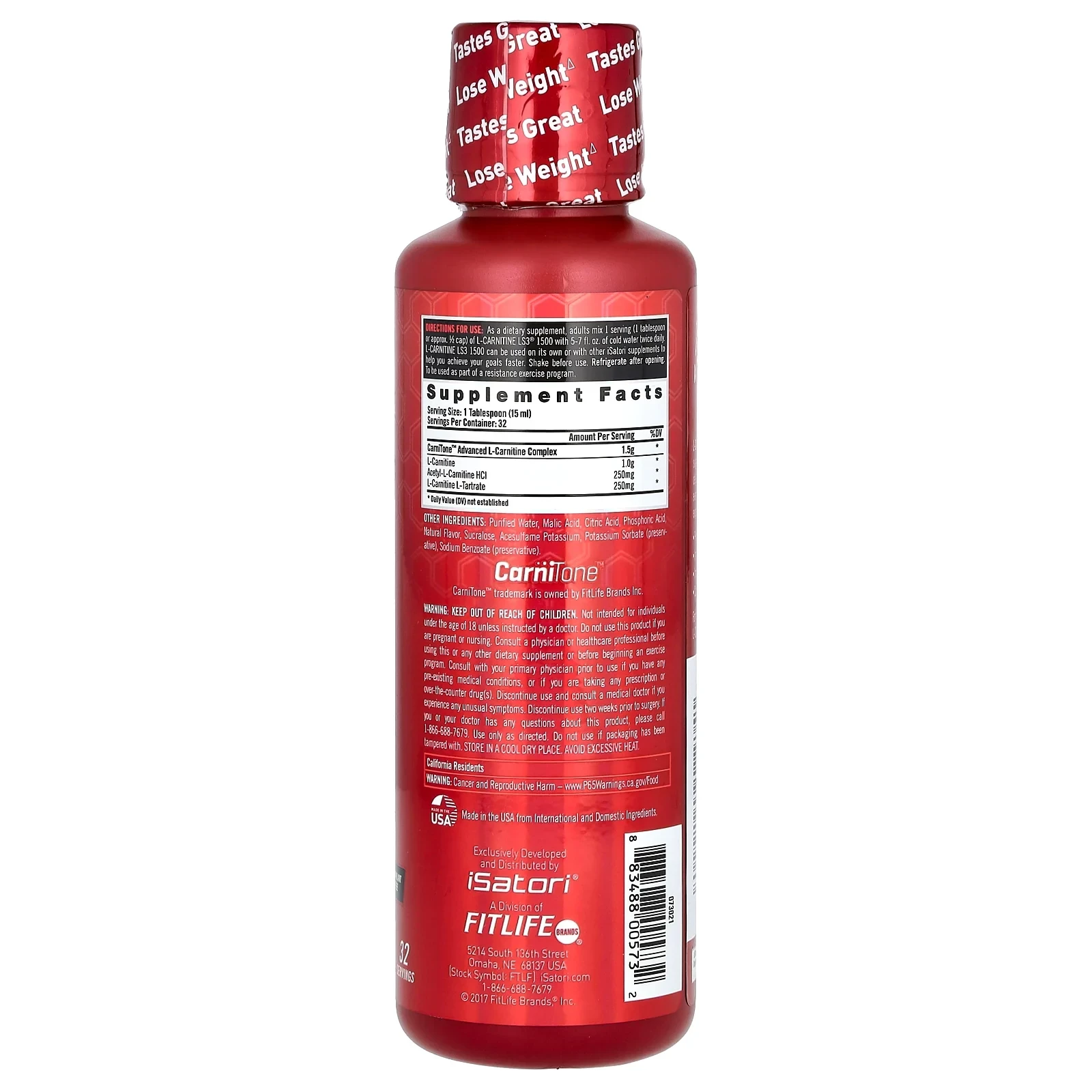 L-Carnitine LS3 1500, Grape, 16 fl oz (480 ml)