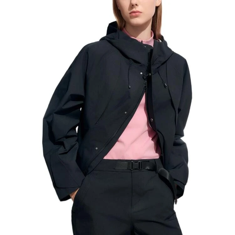 FILA Fitness Hiking Water-Resistant Windproof Breathable Wear-Resistant Rainproof Windbreaker Jacket Unisex Jet Black