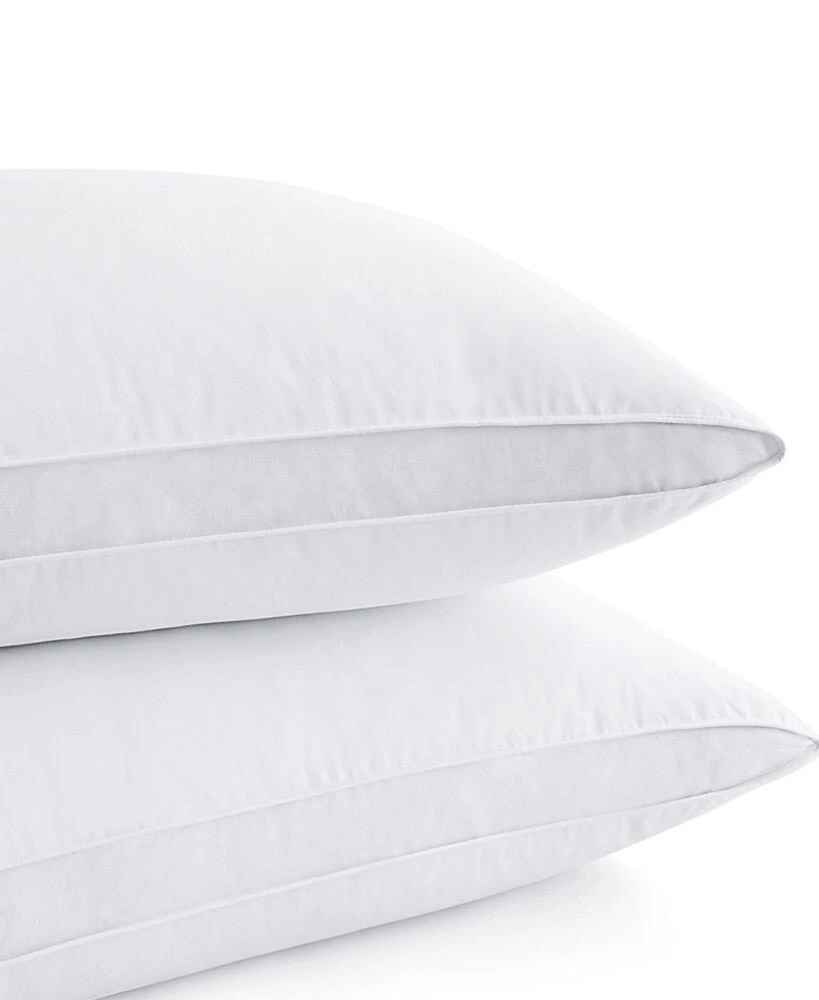 UNIKOME 100% Cotton Medium Soft Down and Feather Gusseted 2-Pack Pillows, Queen