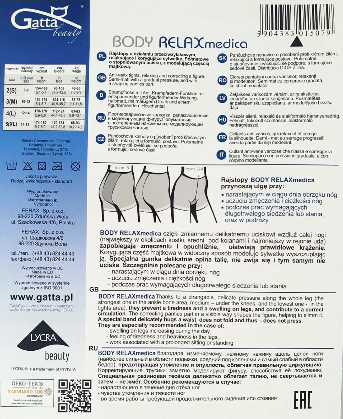 Strumpfhosen mit leichter Kompression "Body Relax Medica" 40 Den, graphit - Gatta