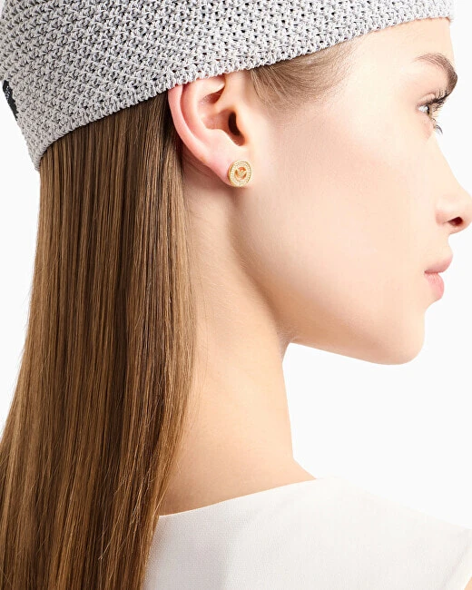 Fashionable gold-plated earrings with cubic zirconia EG3629710