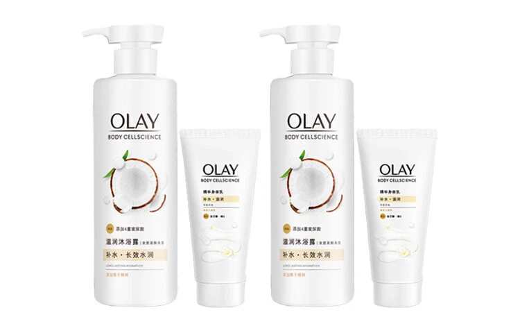 OLAY Coconut Milk Scented Shower Gel Body Lotion Care Kits Soothing Skin Benefits 530g*2+70g*2