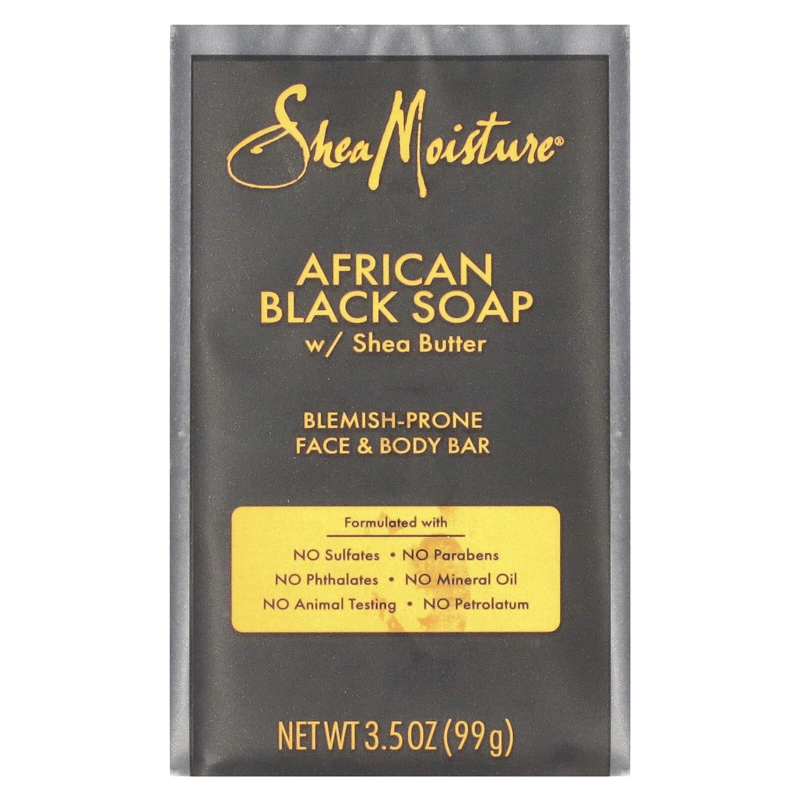 African Black Bar Soap with Shea Butter, Blemish Prone Face & Body, 3.5 oz (99 g)