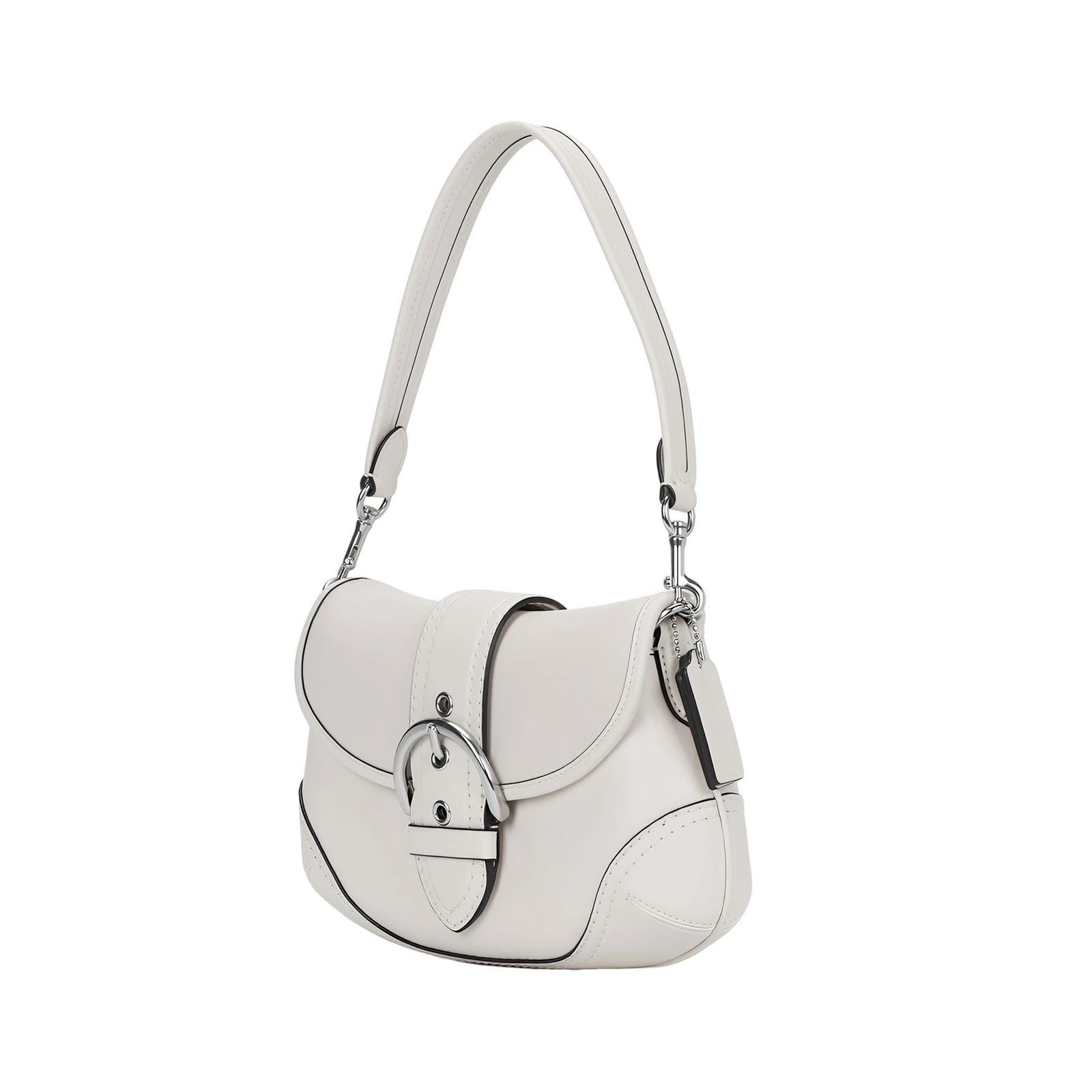 COACH Soho Cow Leather Hobo Bag, One Shoulder Handbag Medium Size Women's Pink White