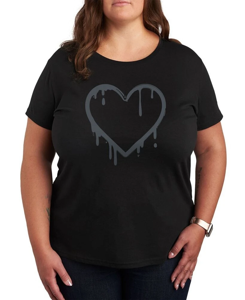 Air Waves trendy Plus Size Graffiti Heart Graphic T-shirt