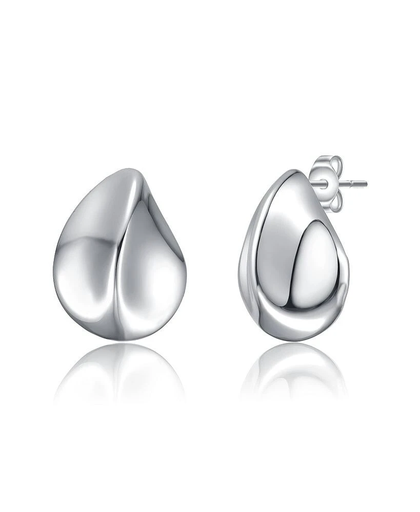 Rachel Glauber raindrop Stud Earrings in White Gold Plated or 14K Gold Plated